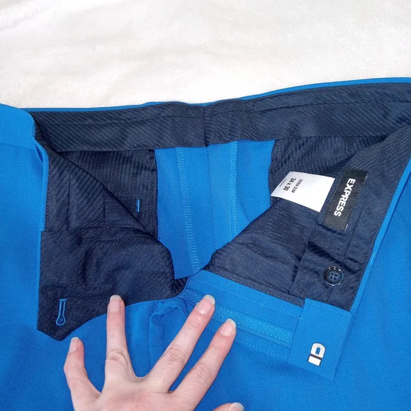 Express Suit Mens 44 Extra Slim Blue 2 Button Wool Blend Pants 34×30 2 PC Suit